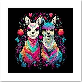 Llama Couple Valentine Posters and Art